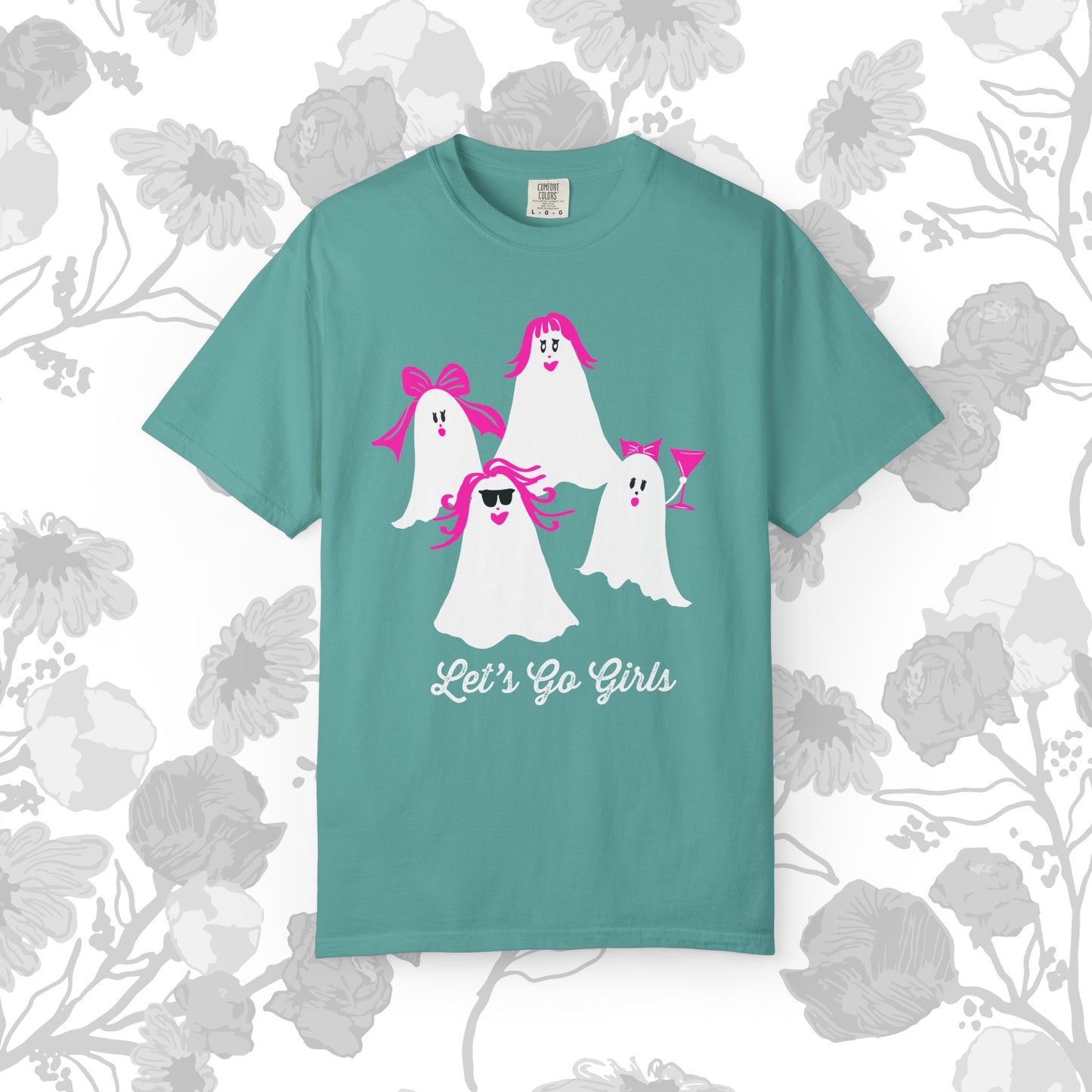 "Let's Go Girls"  Spooky Chic T-Shirt, Halloween Fashion, Pink Ghost-Inspired Tee, Cute Casual Wear, Unisex Graphic Shirt, Trendy Fall Style