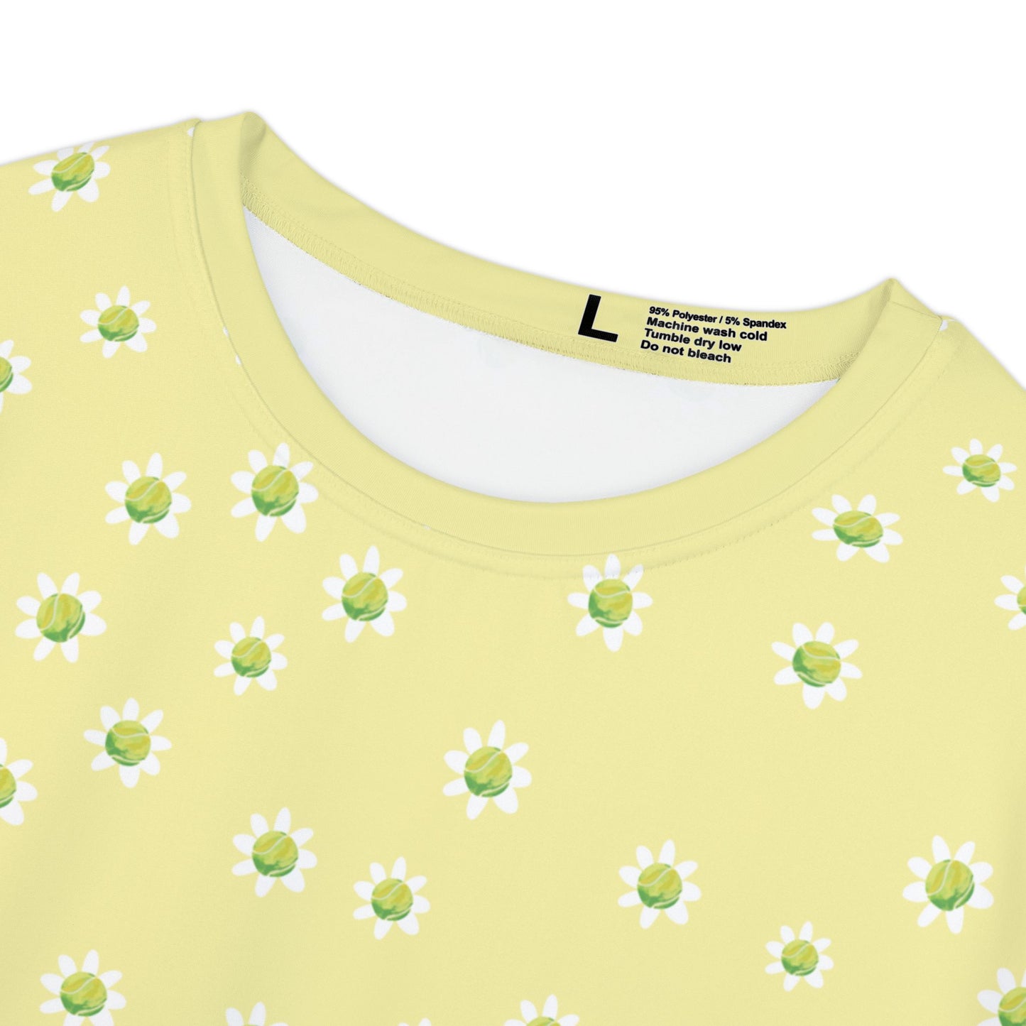 Daisy Tennis Ball Dainty Print Women's Tee — Pastel Yellow Floral Short Sleeve Shirt