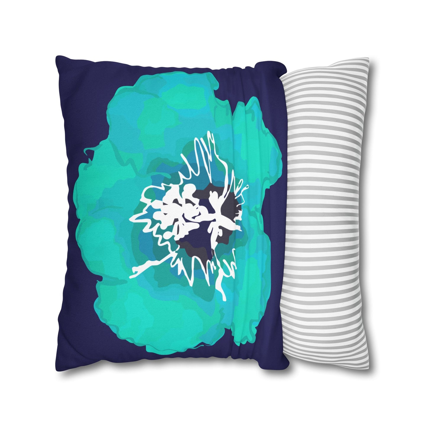 Deep Blue Azalea Floral Decorative Pillowcase, Art Decor, Home Accent, Living Room, Gift for Flower Lovers, Flower Design Cushion Cover