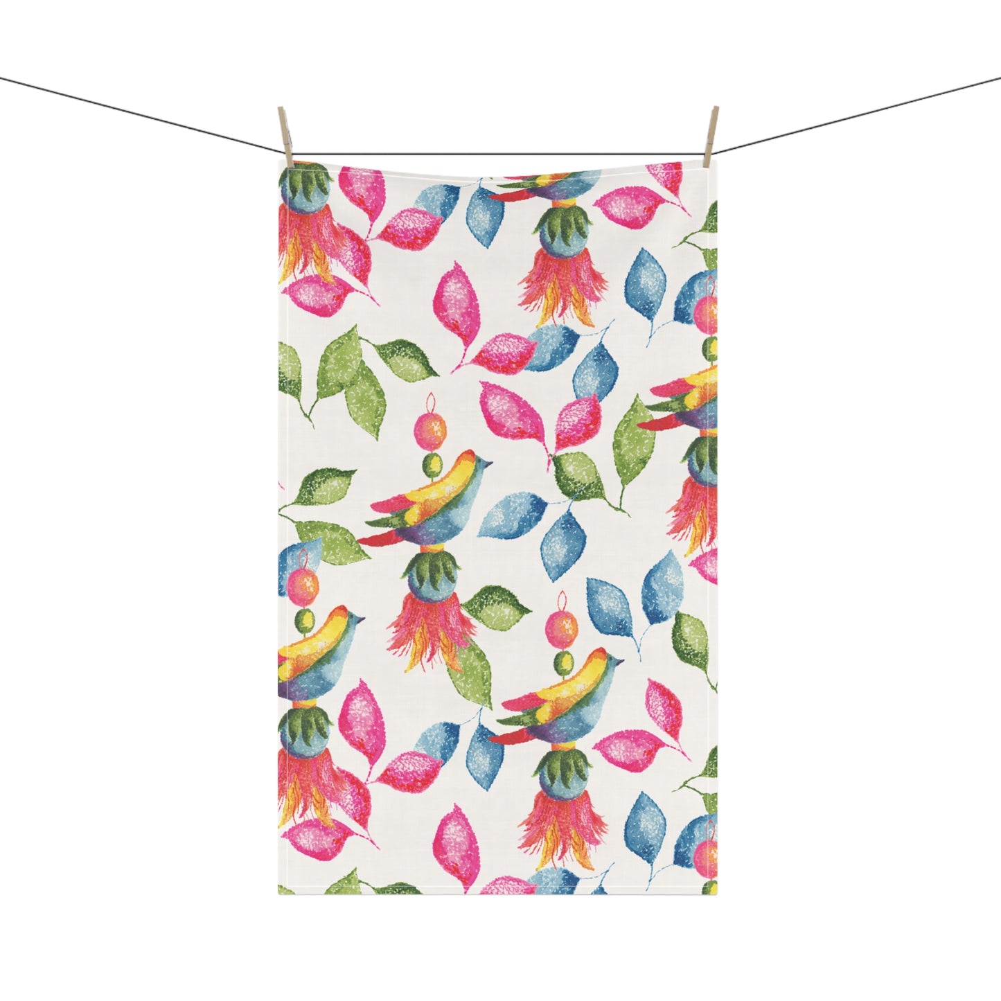 Vibrant  Tassle Bird Floral Tea Towels - Kitchen Decor, Gift for Her, Eco-Friendly, Floral Home Accessories, Housewarming Gift, Summer Decor