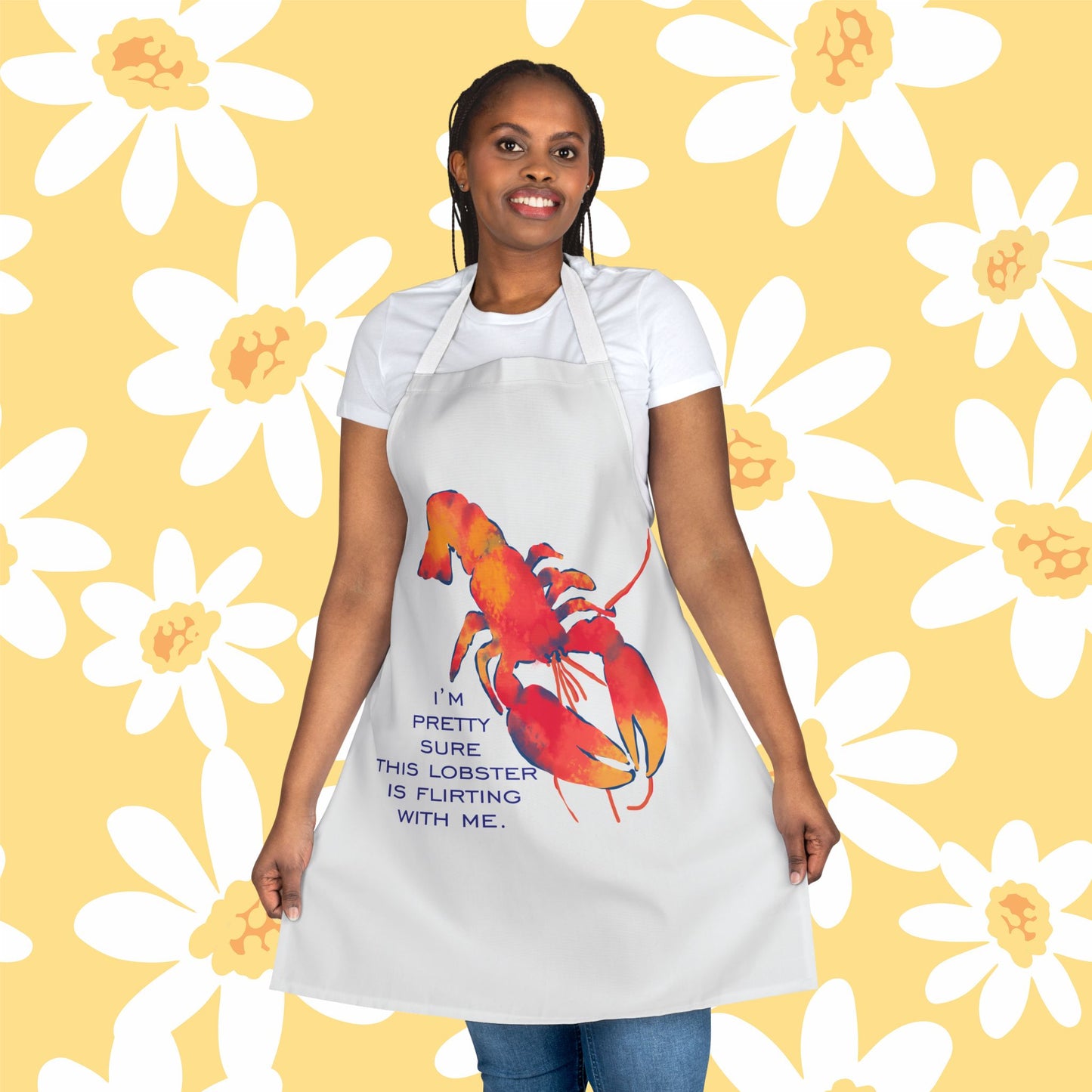 "Is this lobster flirting with me?" Funny Lobster Apron, Colorful Kitchen Gift, Cooking Humor, Seafood Lover's Apron, Chef Accessory, BBQ Party Wear