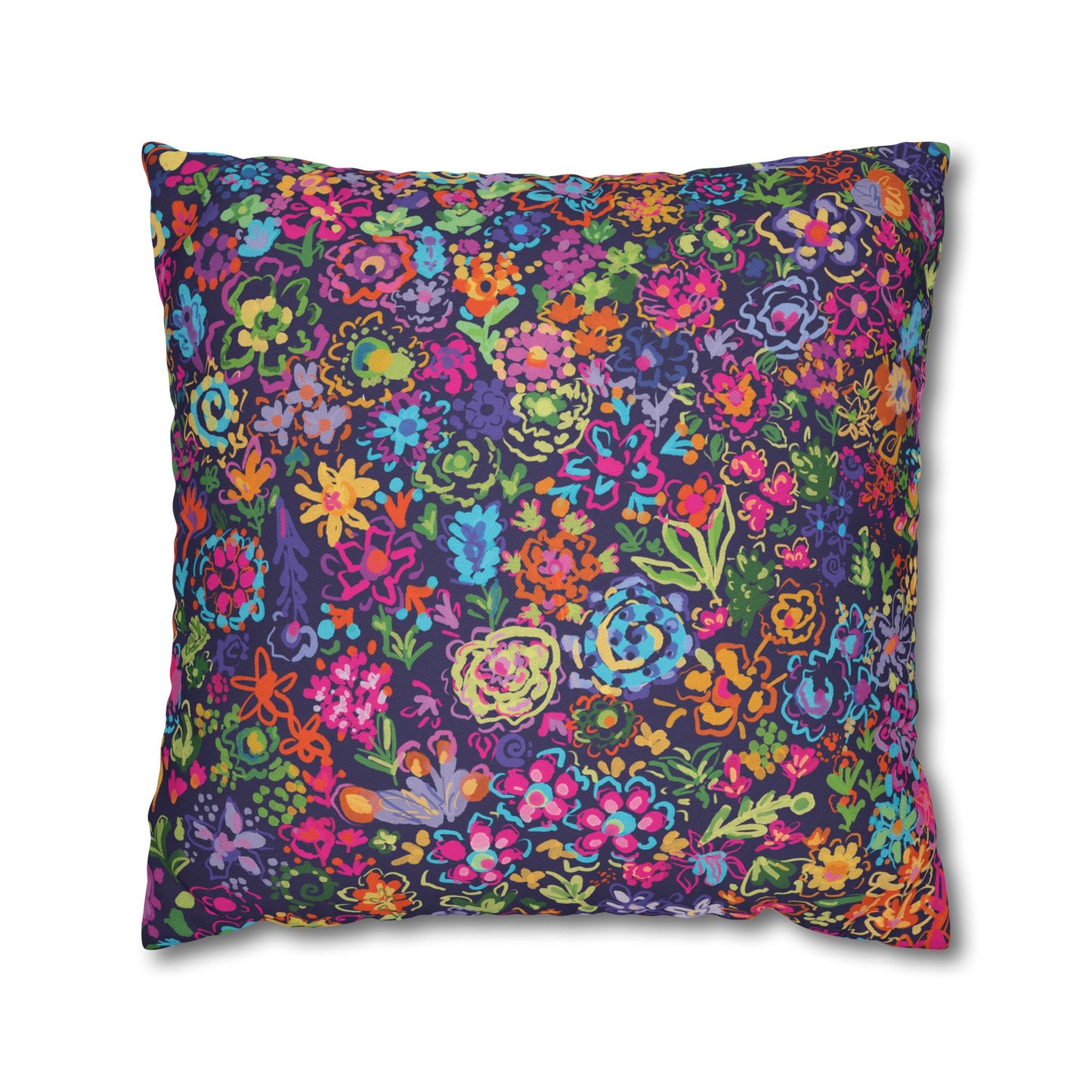Colorful Wildflower Floral Throw Pillowcase Boho Design featuring artwork by Ally Hunt
