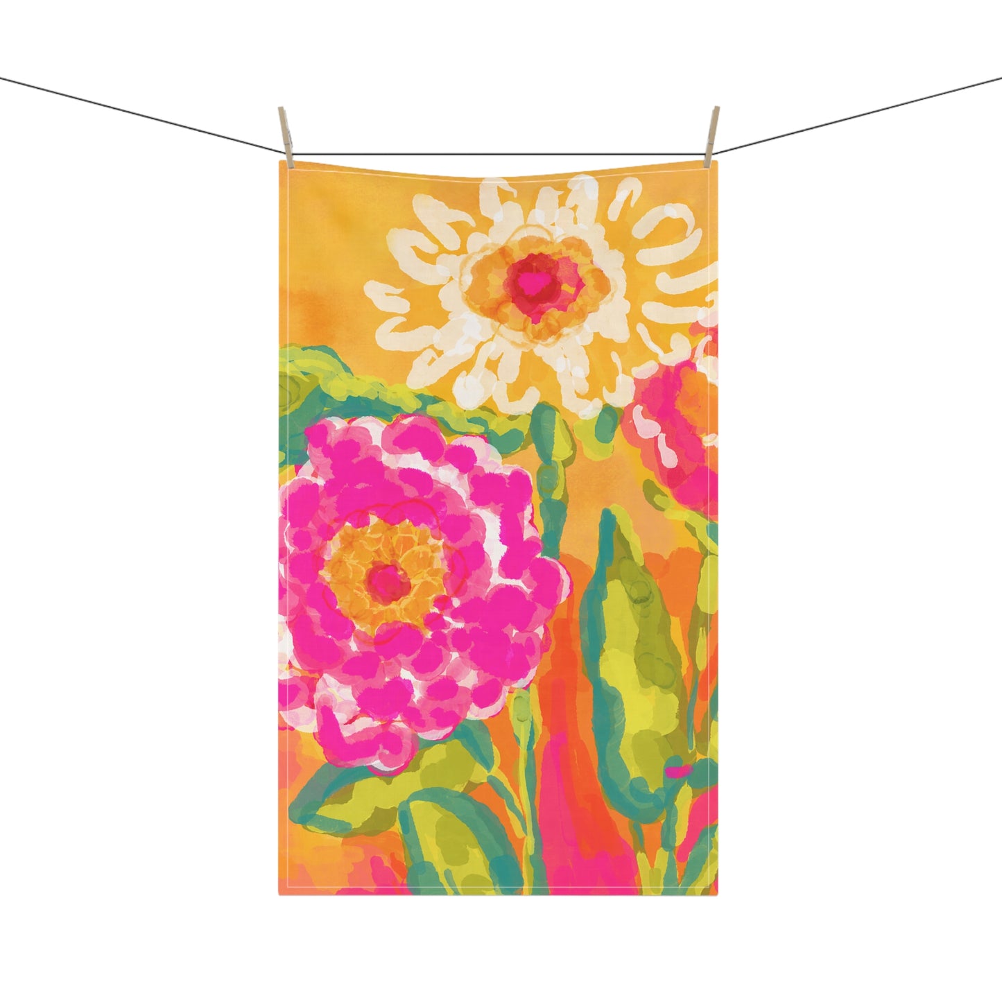 Vibrant Floral Cotton Eco-Friendly Tea Towel featuring original artwork by Ally Hunt.