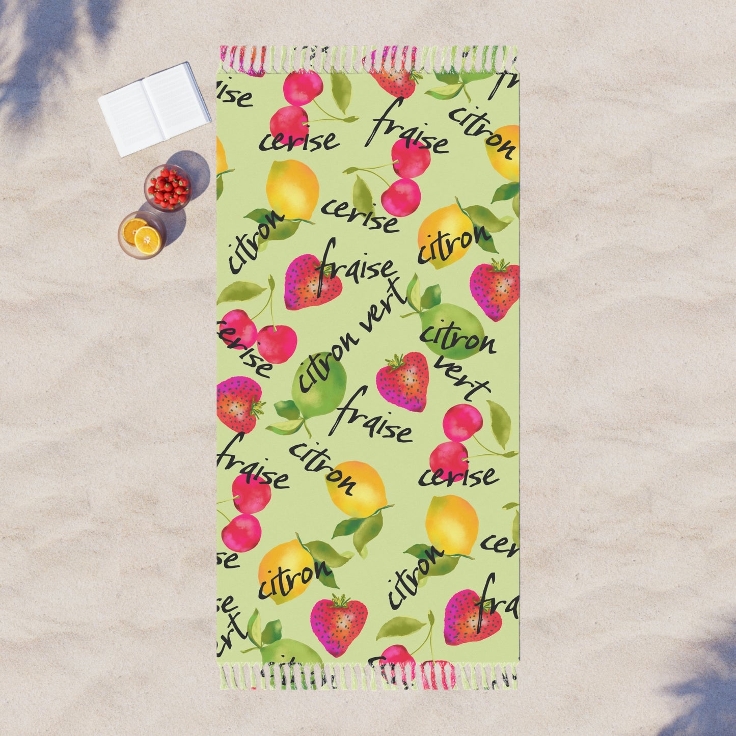 Boho Beach Towel - Vintage French Fruit Print