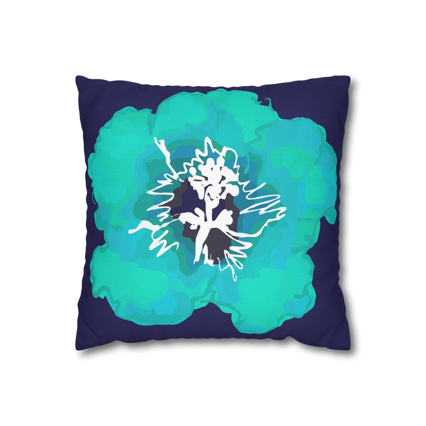 Deep Blue Azalea Floral Decorative Pillowcase, Art Decor, Home Accent, Living Room, Gift for Flower Lovers, Flower Design Cushion Cover