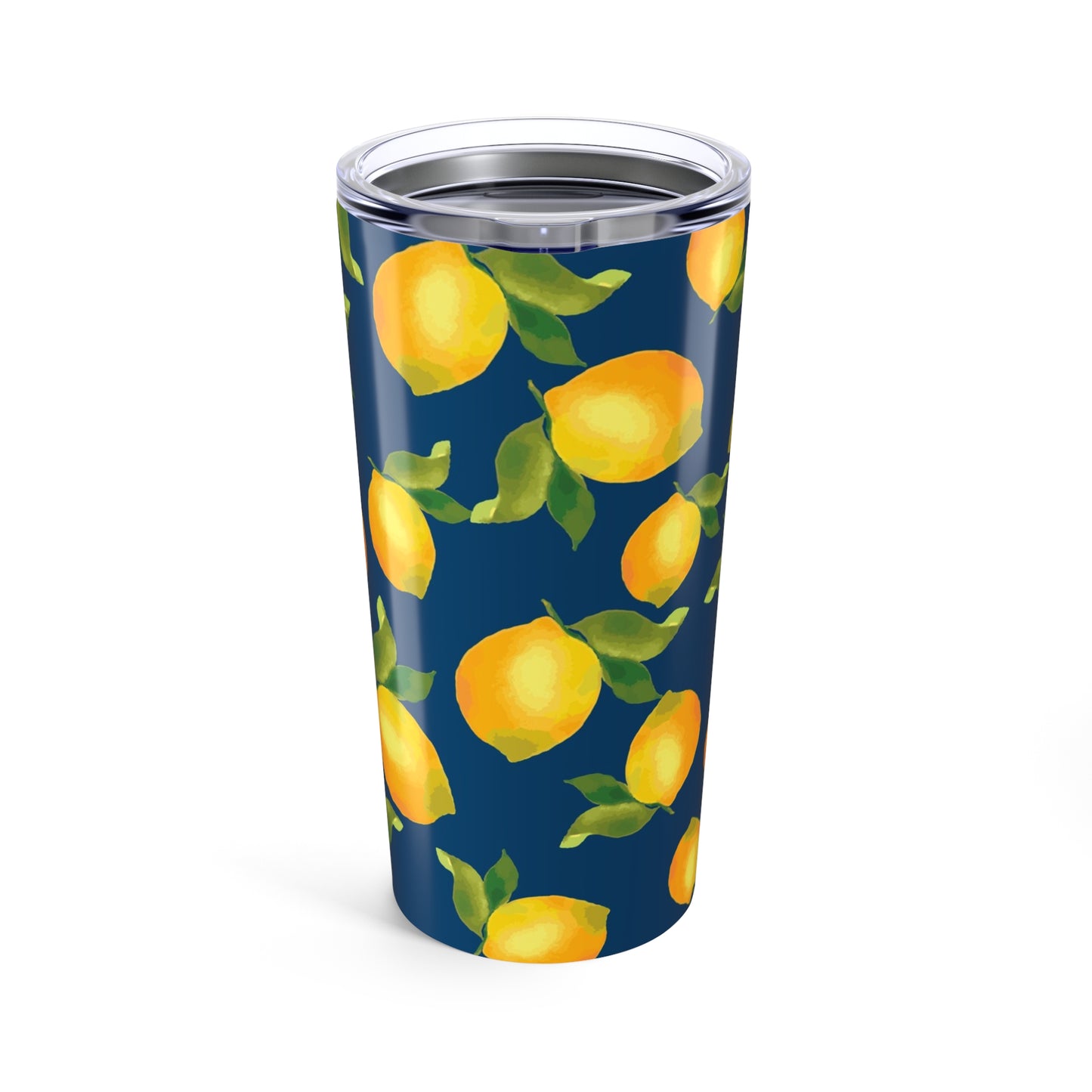 Lemon Print Tumbler | 20oz Travel Mug for Summer Sips, Tropical Drinkware, Outdoor Picnic Cup, Gift for Her, Eco-Friendly Beverage Container