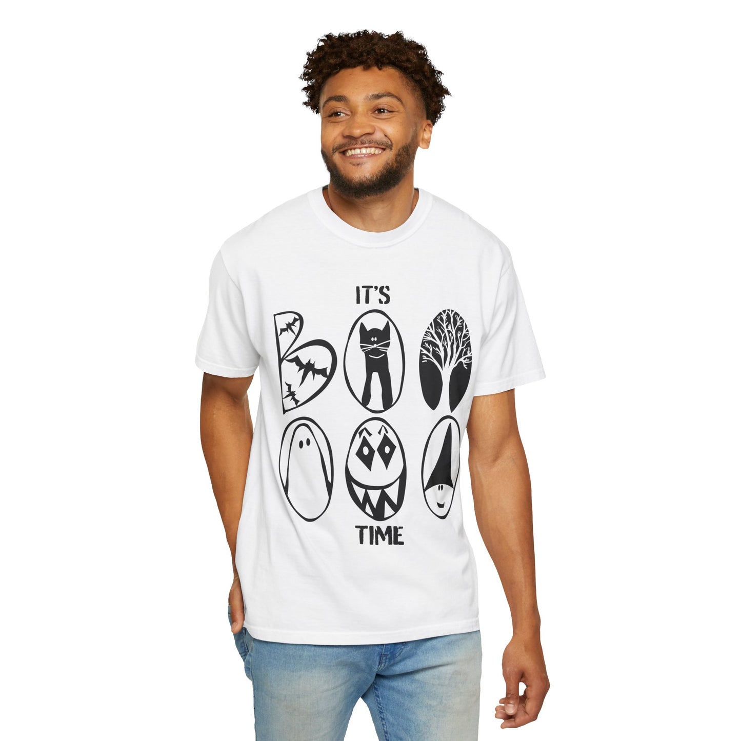 "IT'S BOO TIME" Halloween Themed T-shirt, Spooky Graphic Tee, Unisex T-shirt for Fall, Vintage Style Halloween Shirt, Perfect for Halloween Party