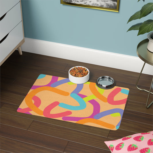 Colorful Pet Food Mat | Fun Dog & Cat Feeding Station Accessory, Non-Slip Dog Mat, Pet Feeding Mat, Kitchen Décor, Dog Bowl Tray