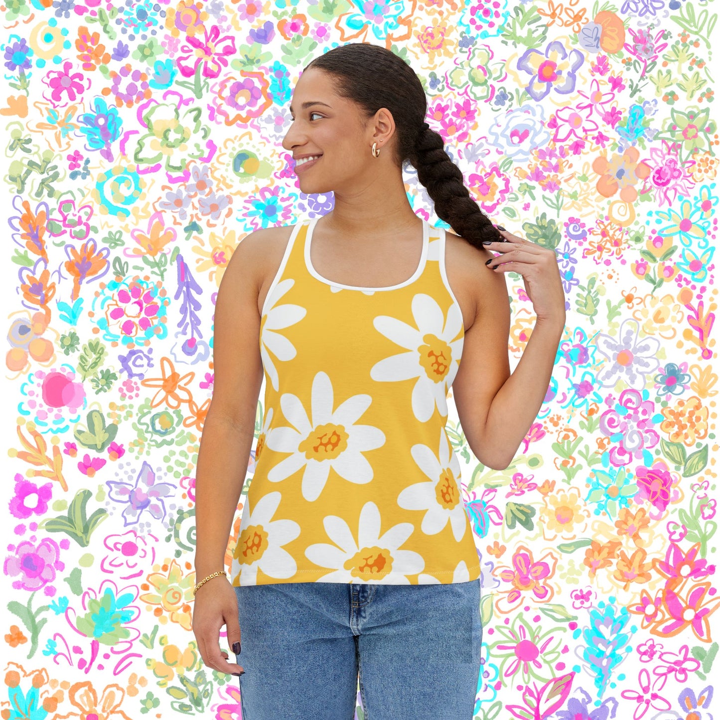 Tank Top - Retro Daisy Pattern by Ally Hunt