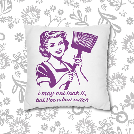 Vintage Bad Witch Pillowcase, Home Decor, Gift Idea, Halloween, Witchy Style, Cozy Bedroom, Decorative Cushion Cover