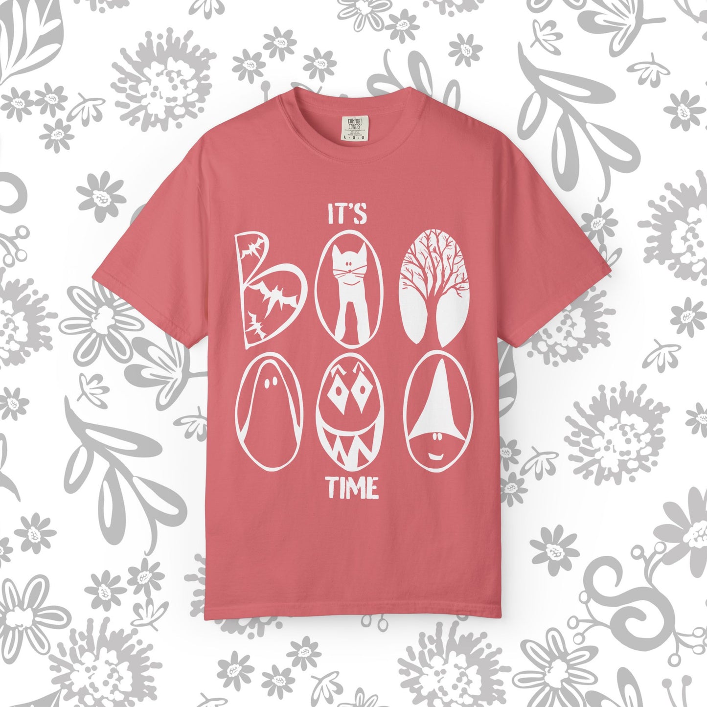 "IT'S BOO TIME" Halloween Themed T-shirt, Spooky Graphic Tee, Unisex T-shirt for Fall, Vintage Style Halloween Shirt, Perfect for Halloween Party