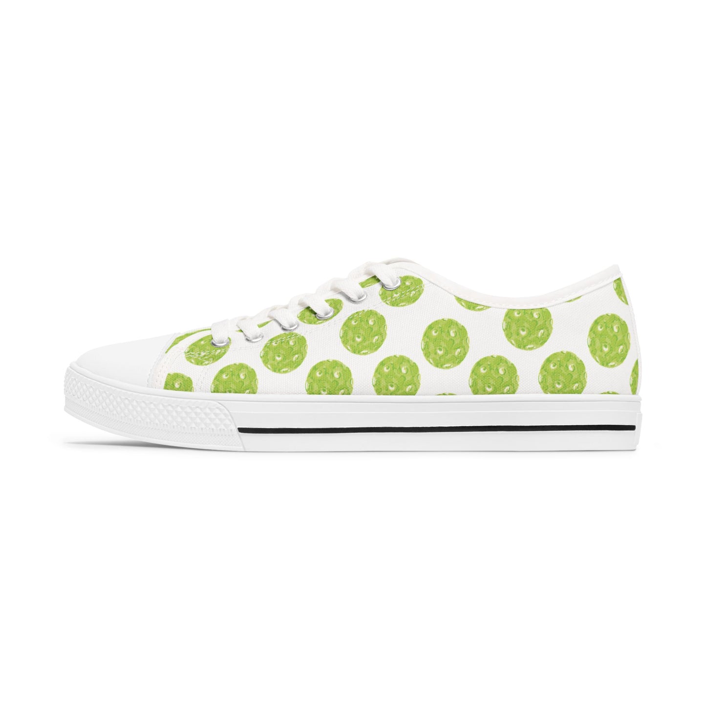 Green Pickleball Polka Dot Low Top Sneakers — Women's Casual Canvas Shoes