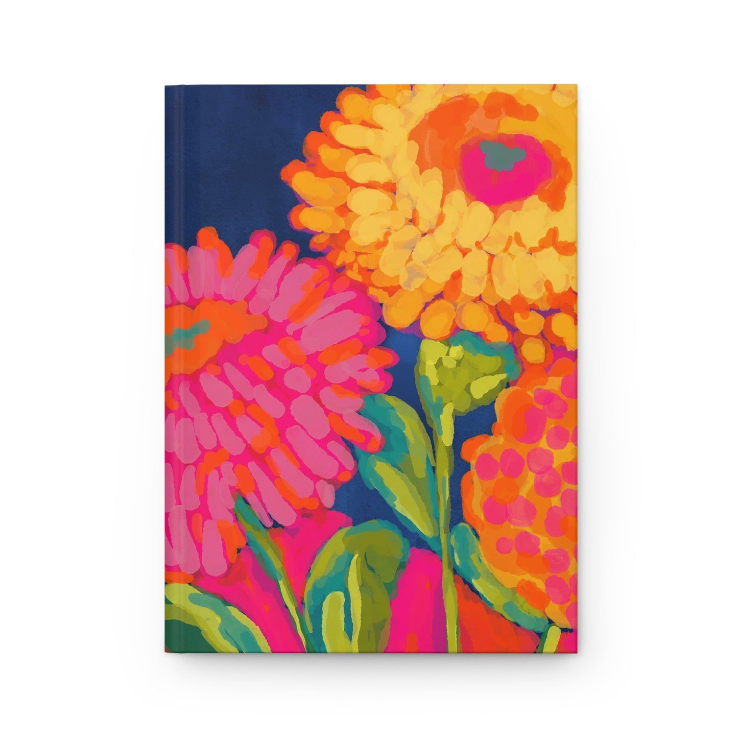 Floral Burst Hardcover Journal — Bright Painted Flower Notebook for Notes & Gifts