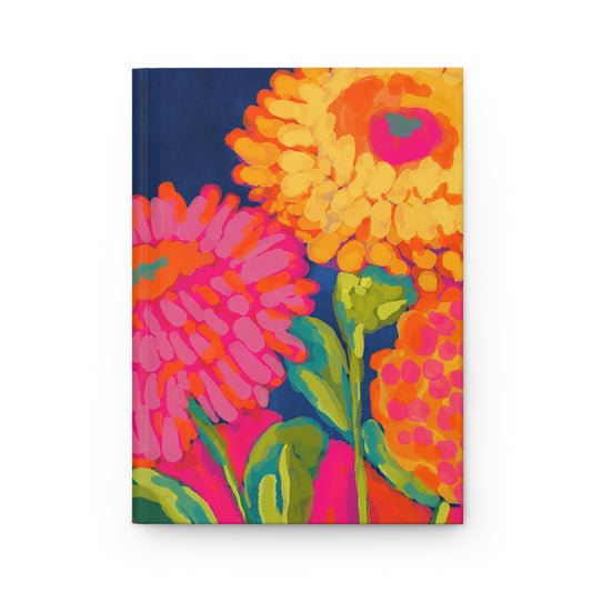 Floral Burst Hardcover Journal — Bright Painted Flower Notebook for Notes & Gifts