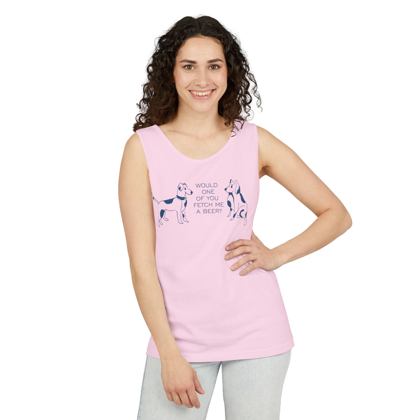 FETCH ME A BEER!  Playful Dog-Themed Tank Top, Funny Pet Lover Apparel, Gift for Dog Owners, Summer Casual Wear, Cute Animal Graphic Tee