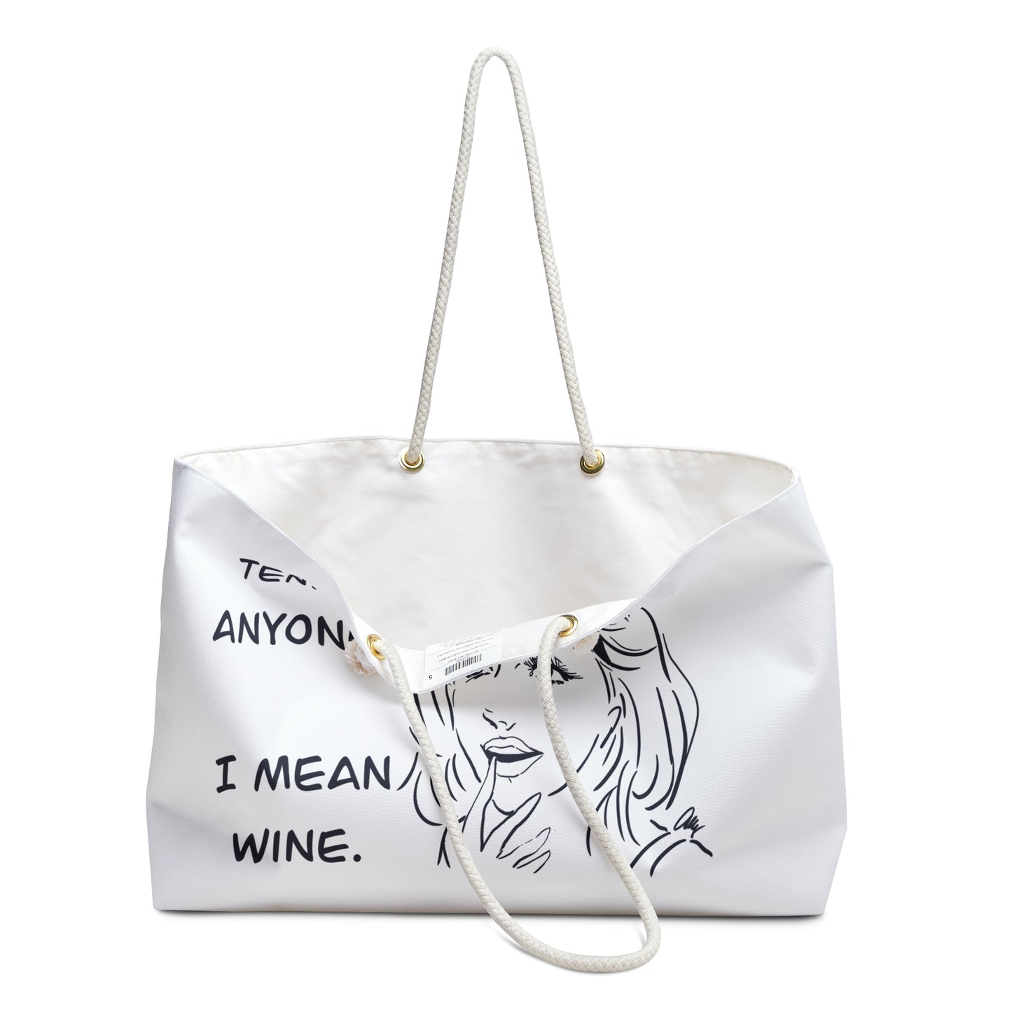 Weekender Bag - "Tennis Anyone? I Mean Wine." Funny Retro Comic Tote for Wine Lovers & Tennis Fans