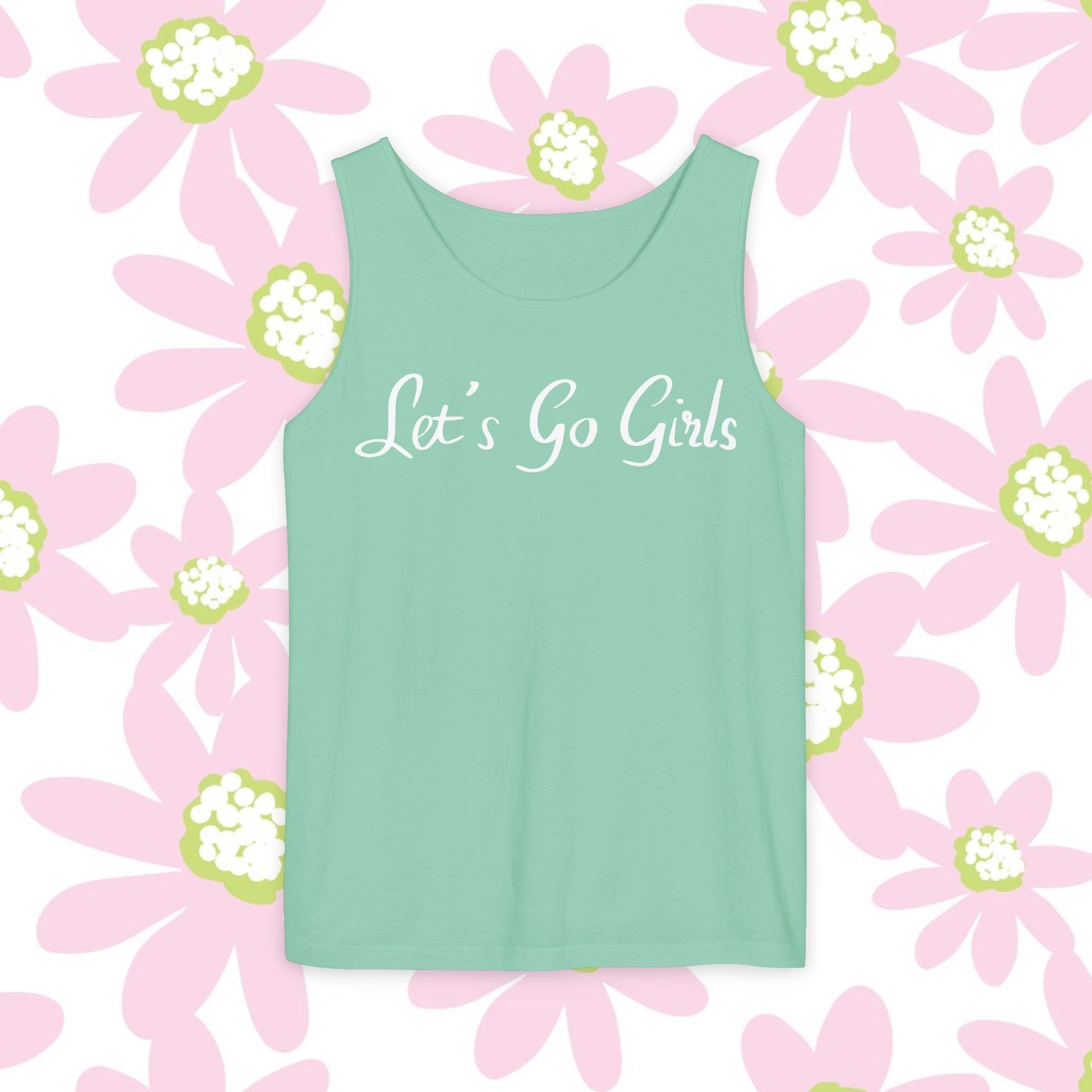 Let's Go Girls Tank Top — Feminine Pink Script Athletic Tank