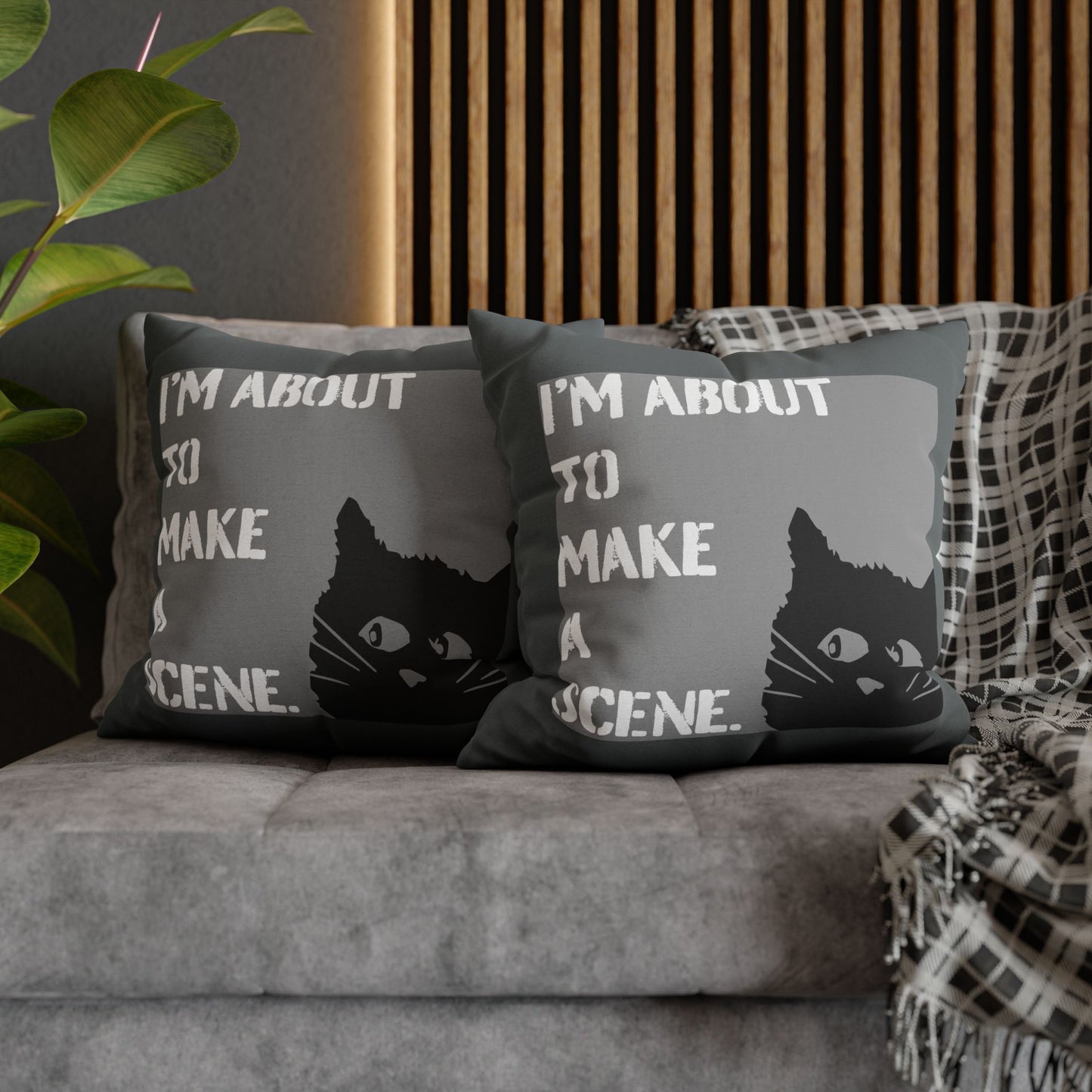 Whimsical Cat Pillowcase: "I'm about to make a scene" #FunnyHomeDecor, Cat Lovers Gift, Quirky Housewarming, Cozy Living Room Accent, Fun Bedroom Decor, Playful Gift
