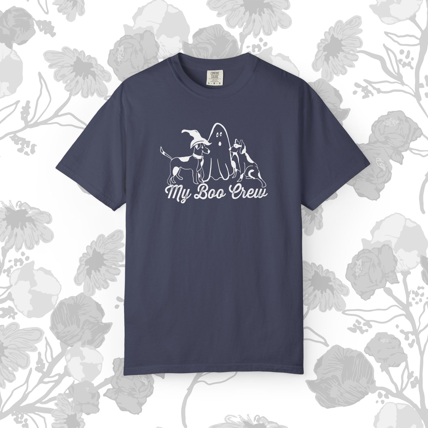 My Boo Crew Halloween T-Shirt, Cute Dog Ghost Tee, Unisex Garment-Dyed Shirt, Pet Lovers Gift, Autumn Apparel, Fun Halloween Outfit
