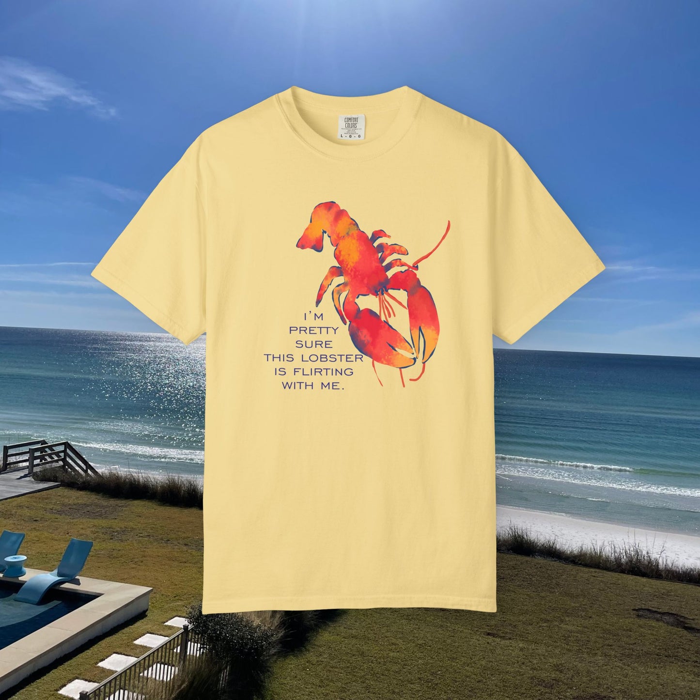 Lobster Flirting Graphic T-shirt — "This Lobster Is Flirting With Me" Beach Tee