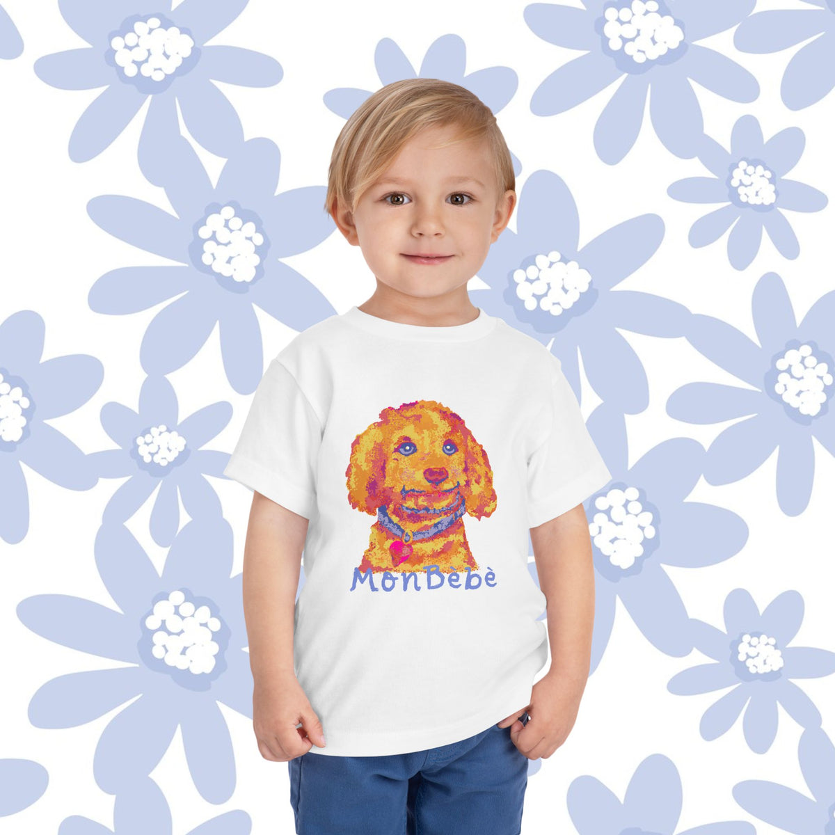 Toddler Tee — Colorful Puppy 'Mon Bébé' Shirt