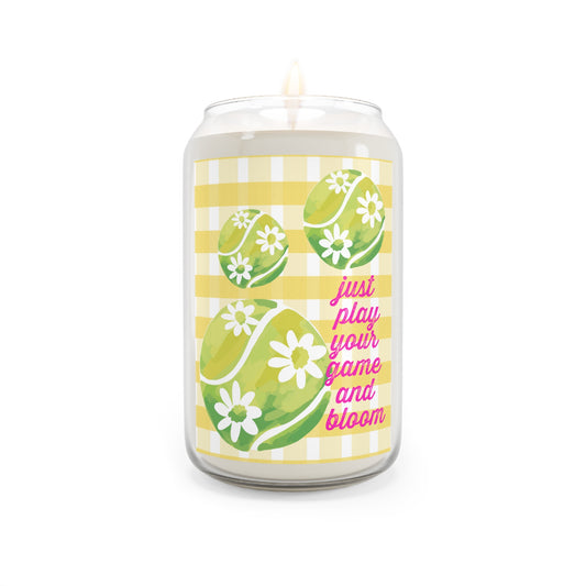 Soy Candle — "Just Play Your Game and Bloom" Floral Tennis Gift