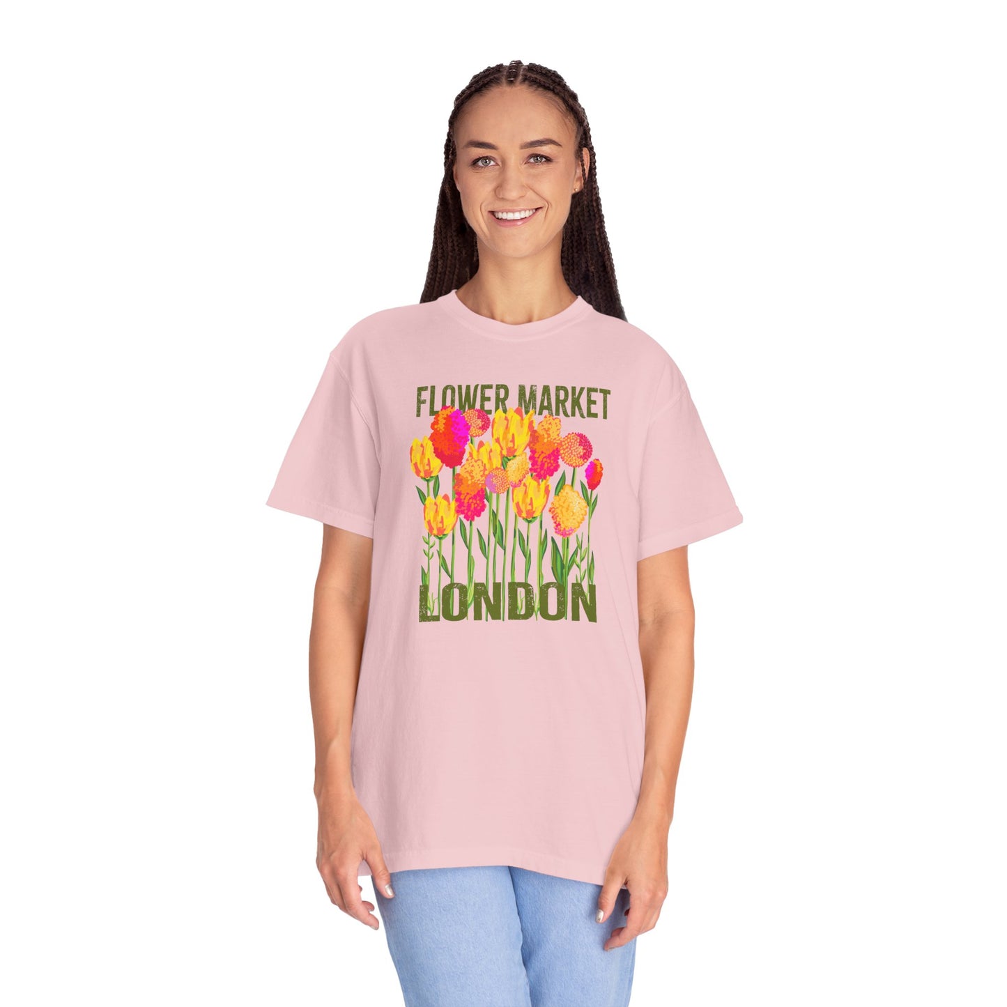 London Flower Market T-Shirt | Garment-Dyed Unisex Tee | Spring Fashion, Gift for Garden Lovers, Fashion Statement, Summer Style