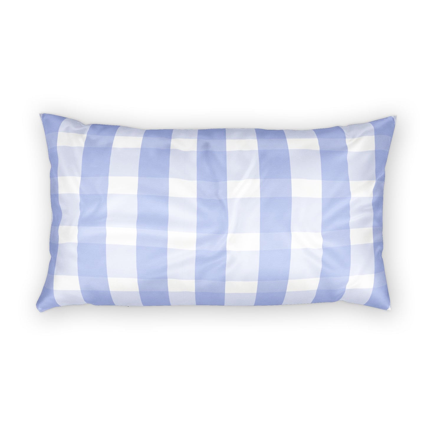 Periwinkle Blue Gingham Cotton Pillow Sham — Classic Checked Decorative Pillowcase