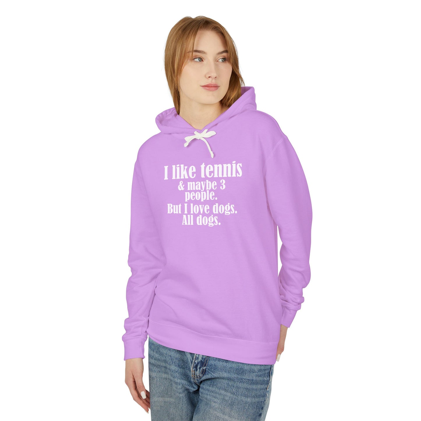 "I like tennis and maybe three people, but I love all dogs." Pickleball Lover's Hoodie | Sports Sweatshirt, Funny Pickleball Gift, Activewear, Unisex Apparel, Fun Sportswear