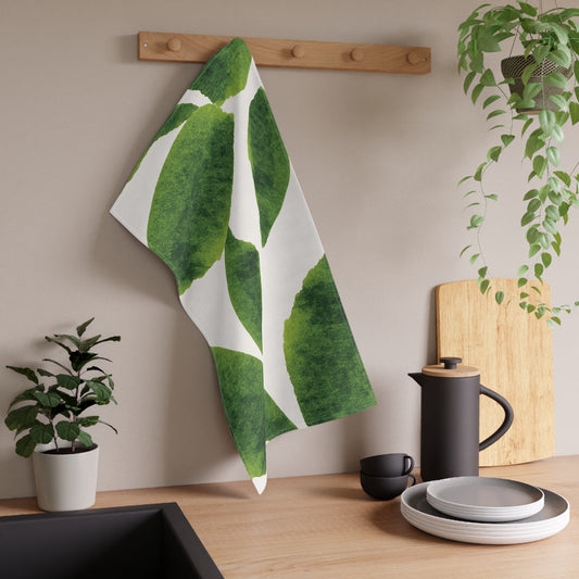 Lush Green Leaf Tea Towels – Nature-Inspired Kitchen Linens, Eco-Friendly Home Decor, Gift for Garden Lovers, Botanical Style