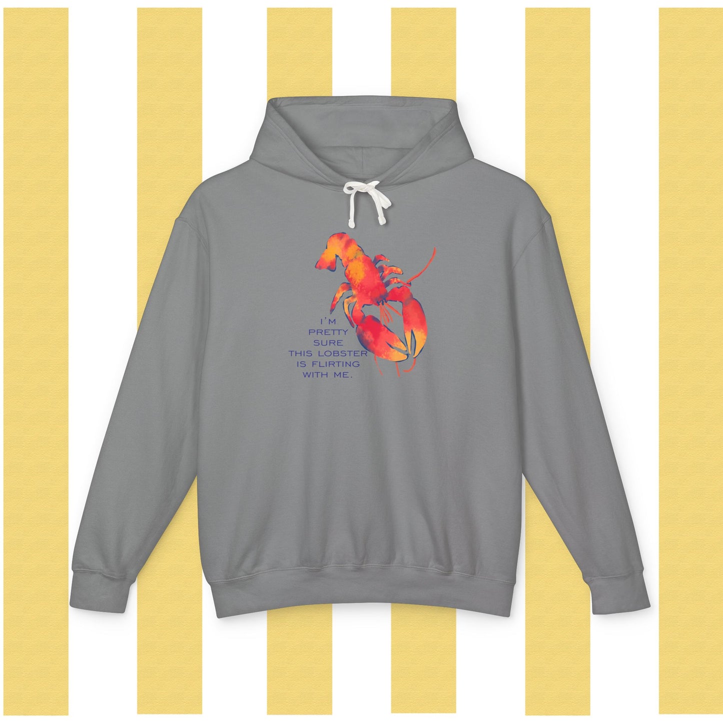 IS THIS LOBSTER FLIRTING WITH ME? Lobster Love Hoodie - Fun Unisex Lightweight Hooded Sweatshirt for Seafood Lovers, Casual Wear, Summer Vibes, Beach Outings, Gift Idea