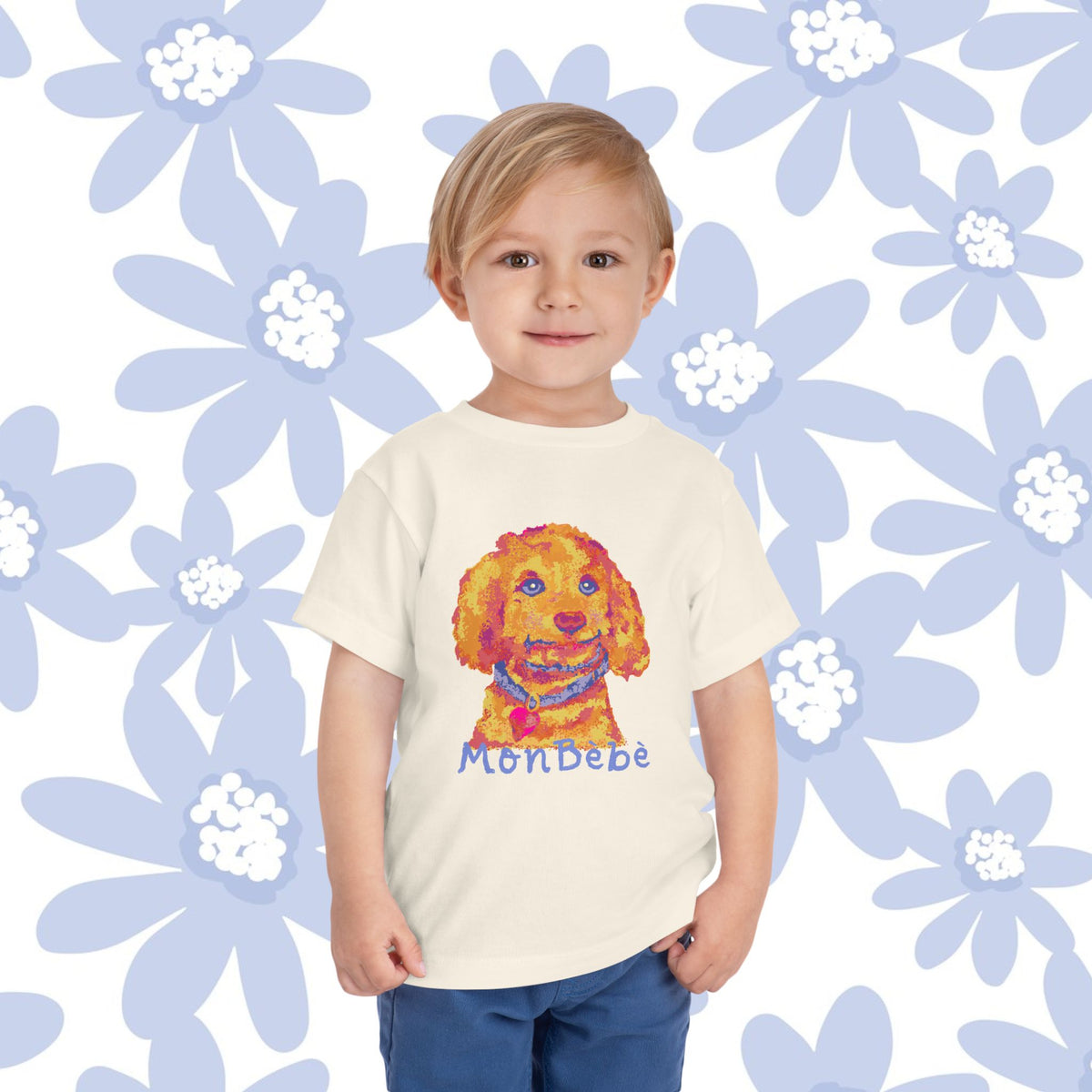 Toddler Tee — Colorful Puppy 'Mon Bébé' Shirt