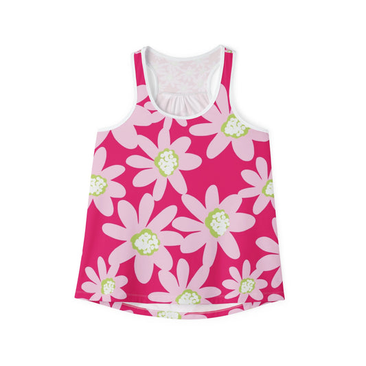 Pink Daisy Floral Women's Tank Top - Active Wear, Summer Style, Casual Wear, Festival Top, Beach Day Essential, Mother's Day Gift