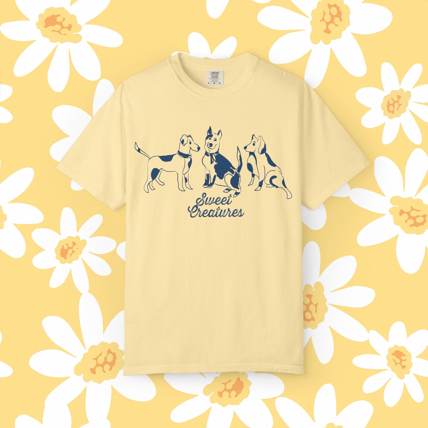 Sweet Creatures Unisex Garment-Dyed T-shirt, Cute Pet Lover Tee, Dog Lover Apparel, Casual Wear, Gift for Animal Lovers, Cozy Everyday Shirt