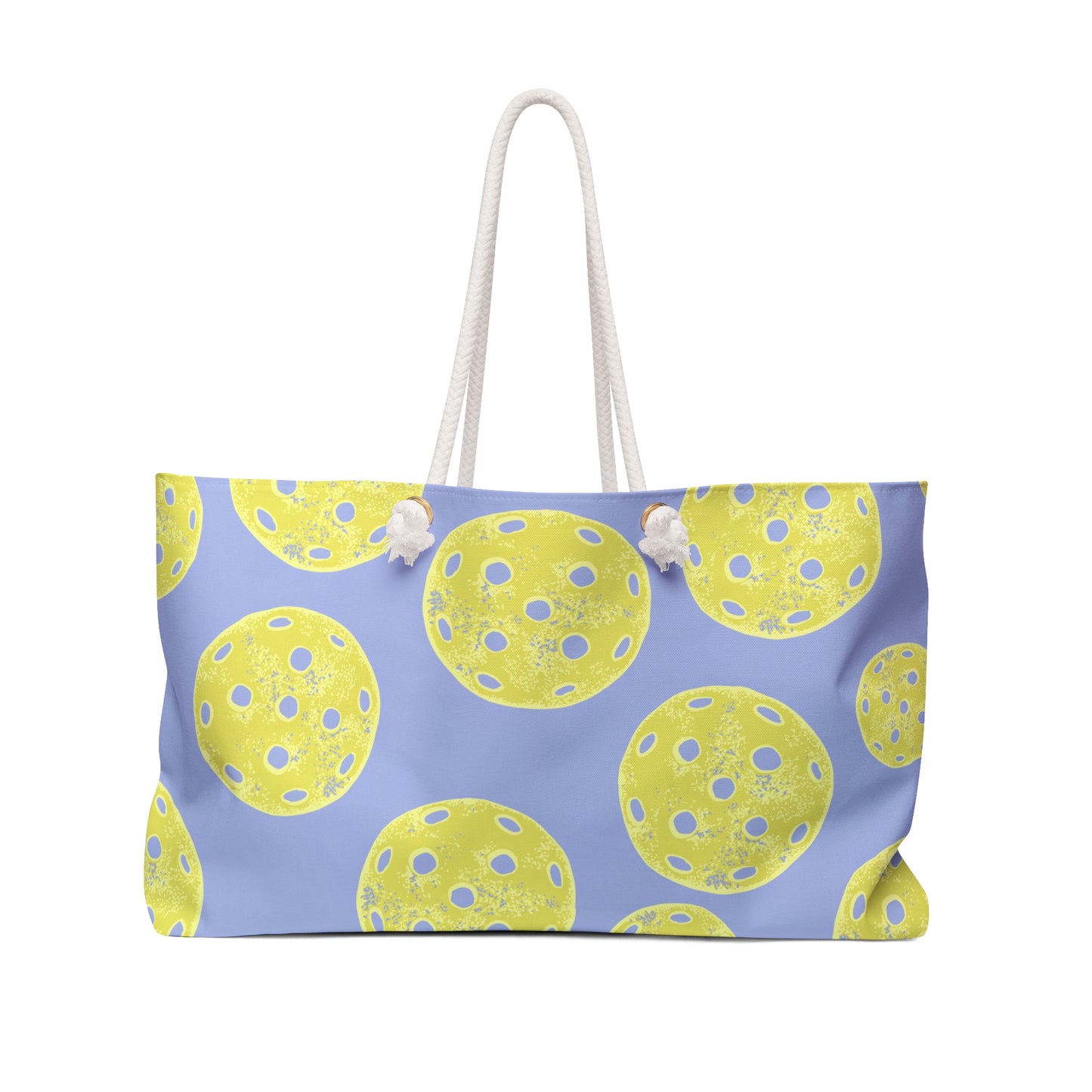 Weekender Bag - Playful Yellow Pickleball Pattern Large Beach & Travel Tote