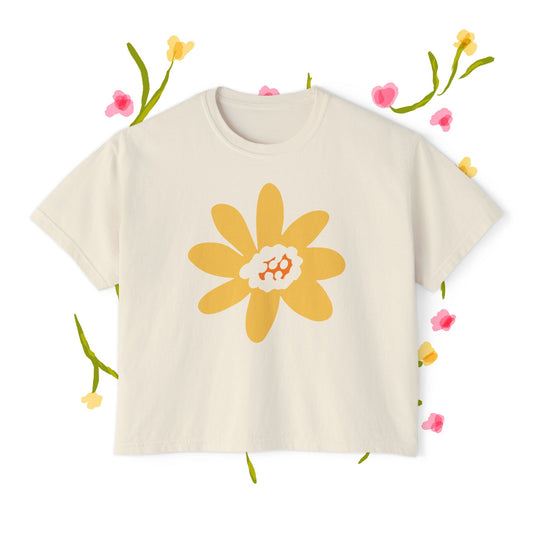 Sunny Floral Women's Boxy Tee - Casual Comfort for Every Occasion