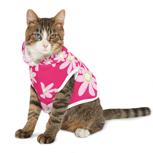 Flower Power Cat Pet Hoodie, Cute Floral Cat Coat, Spring Fashion for Pets, Lightweight Hoodie for Dogs, Pet Gift for Pet Lovers