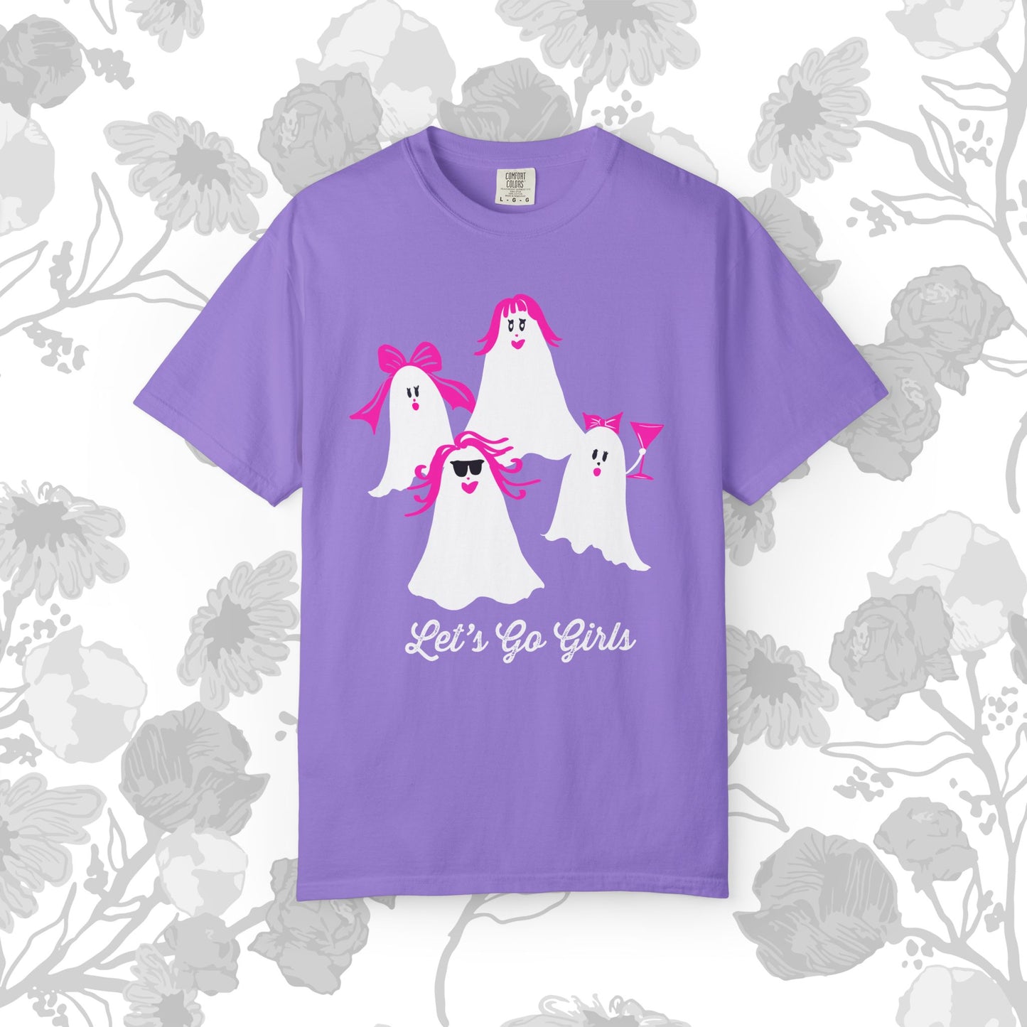 "Let's Go Girls"  Spooky Chic T-Shirt, Halloween Fashion, Pink Ghost-Inspired Tee, Cute Casual Wear, Unisex Graphic Shirt, Trendy Fall Style