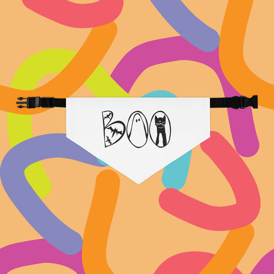 Adorable "Boo"  Pet Bandana Collar, Halloween Season dog attire, gift for dog lover's