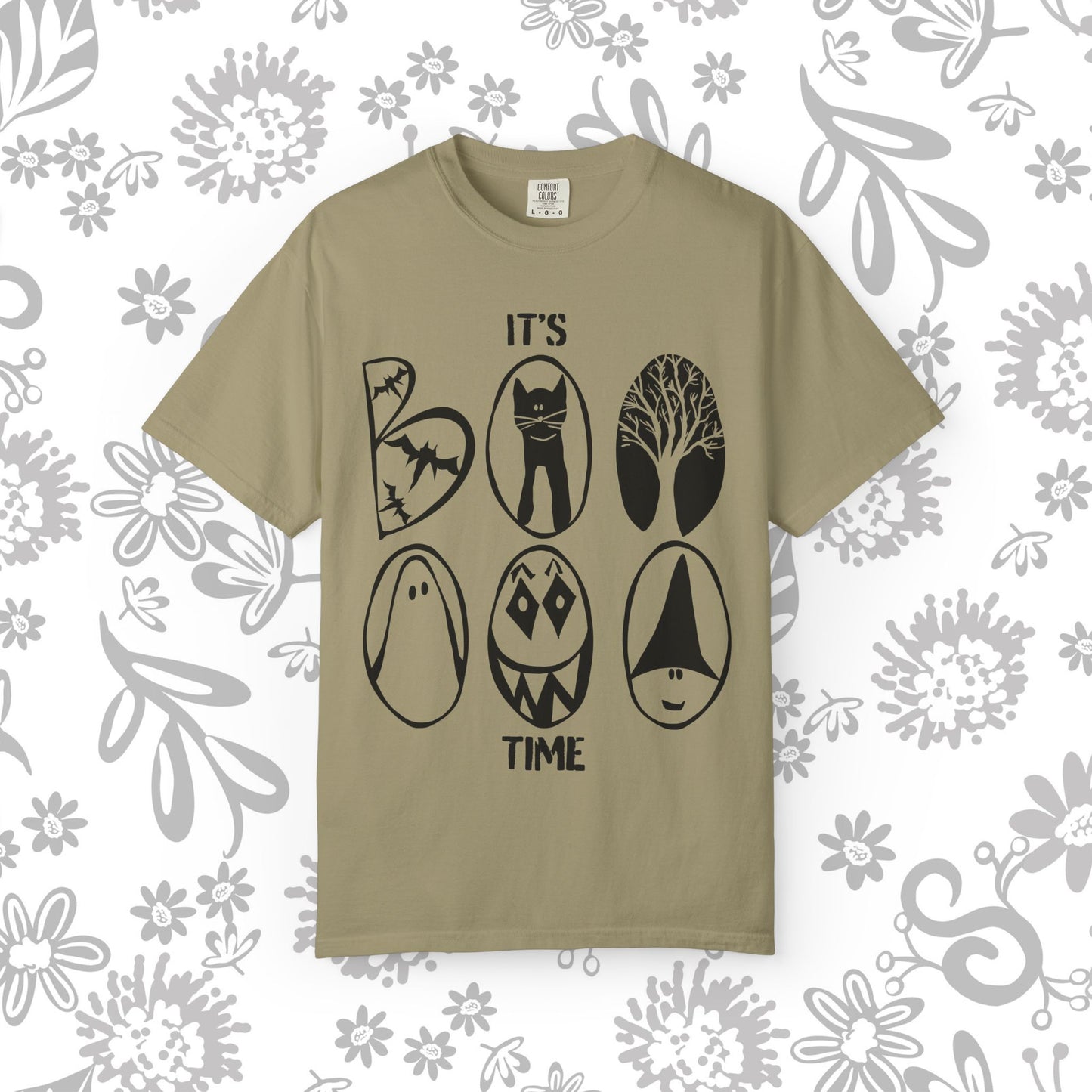 "IT'S BOO TIME" Halloween Themed T-shirt, Spooky Graphic Tee, Unisex T-shirt for Fall, Vintage Style Halloween Shirt, Perfect for Halloween Party