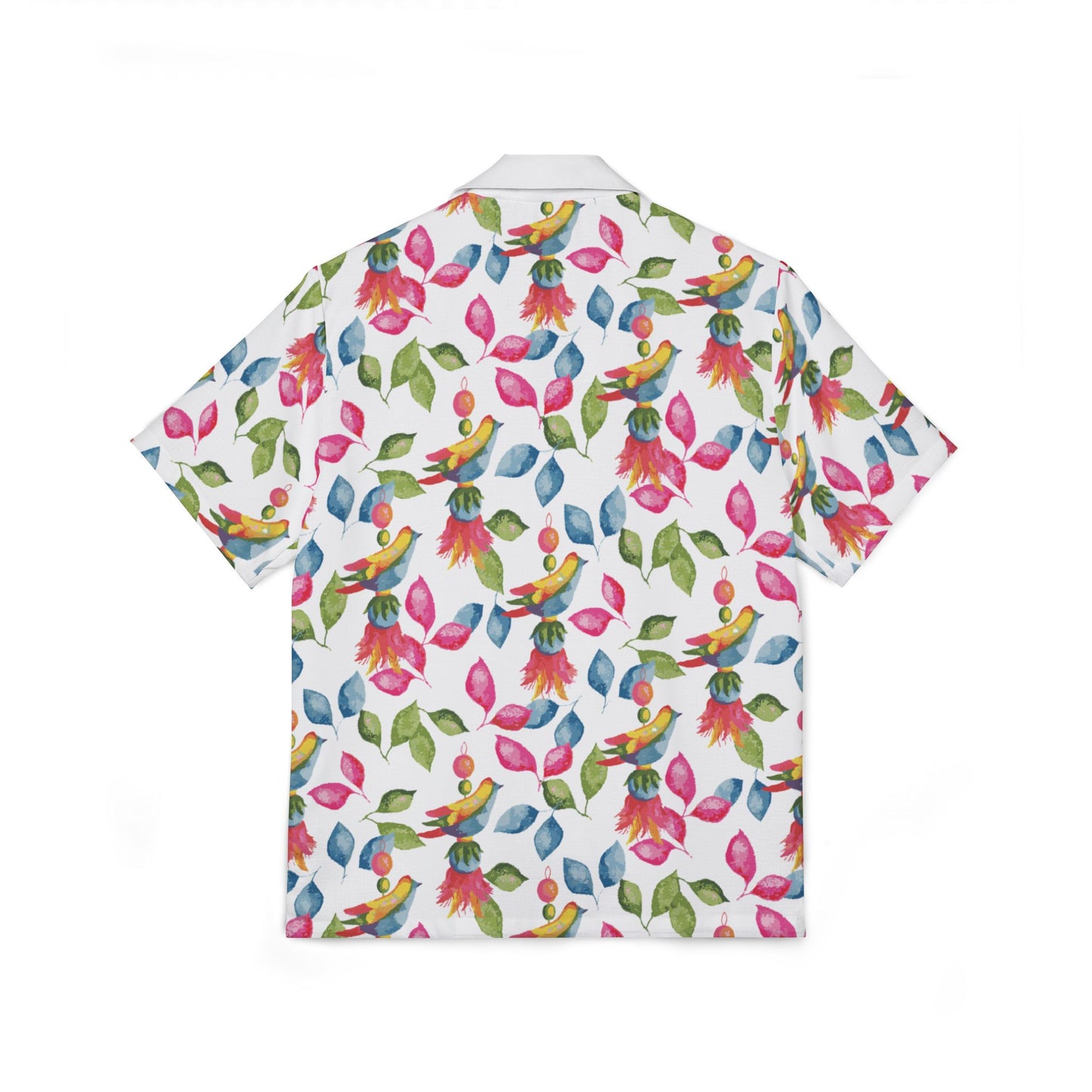 Tropical Tassel Bird Floral Hawaiian Shirt — Unisex Camp Shirt, Colorful Pattern