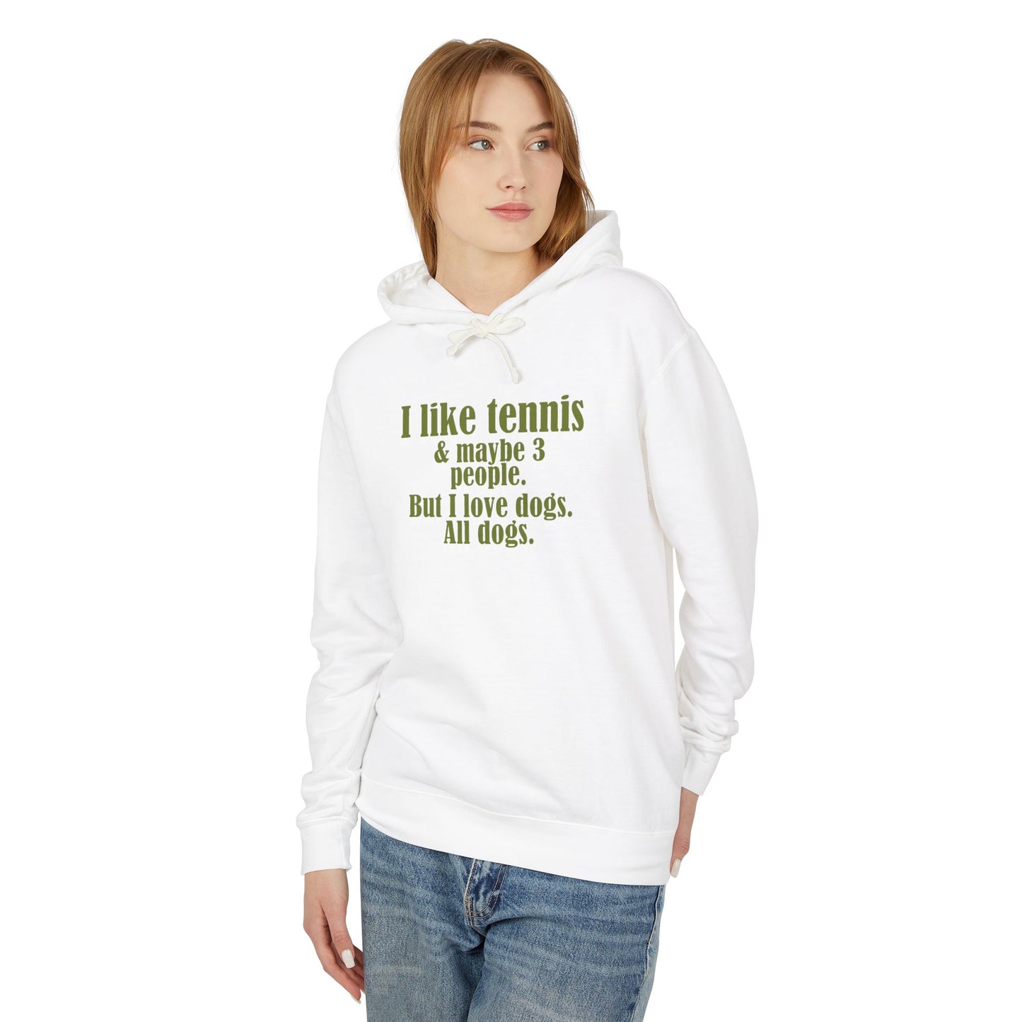 "I like tennis and maybe three people, but I love all dogs." Pickleball Lover's Hoodie | Sports Sweatshirt, Funny Pickleball Gift, Activewear, Unisex Apparel, Fun Sportswear