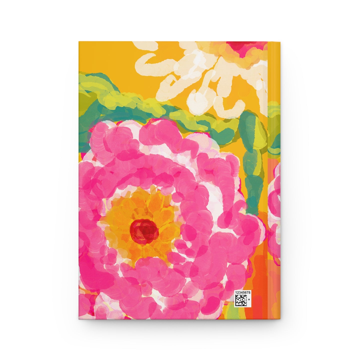 Floral Watercolor Hardcover Journal — Bright Pink & Yellow Flower Notebook