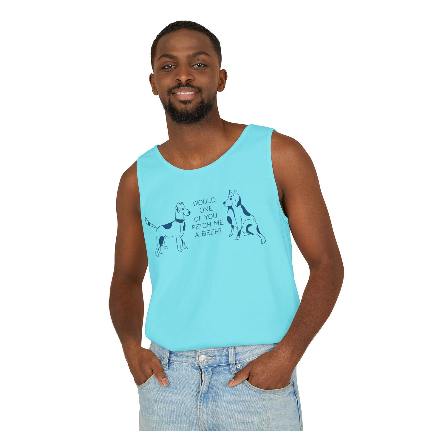 FETCH ME A BEER!  Playful Dog-Themed Tank Top, Funny Pet Lover Apparel, Gift for Dog Owners, Summer Casual Wear, Cute Animal Graphic Tee