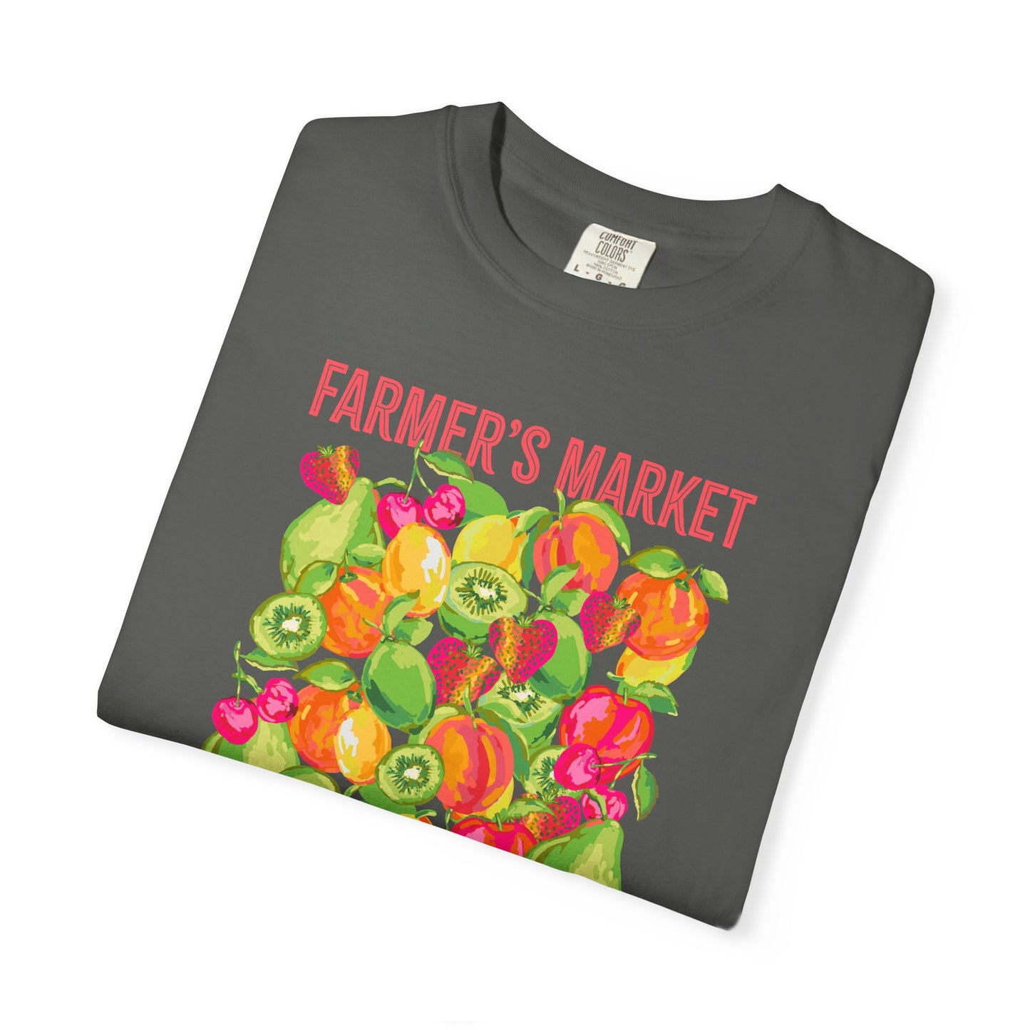 Barcelona Farmers Market T-Shirt | Unisex Garment-Dyed Tee, Cute Summer Style, Gift for Foodies, Market Lover's Apparel, Barcelona Graphic Tee
