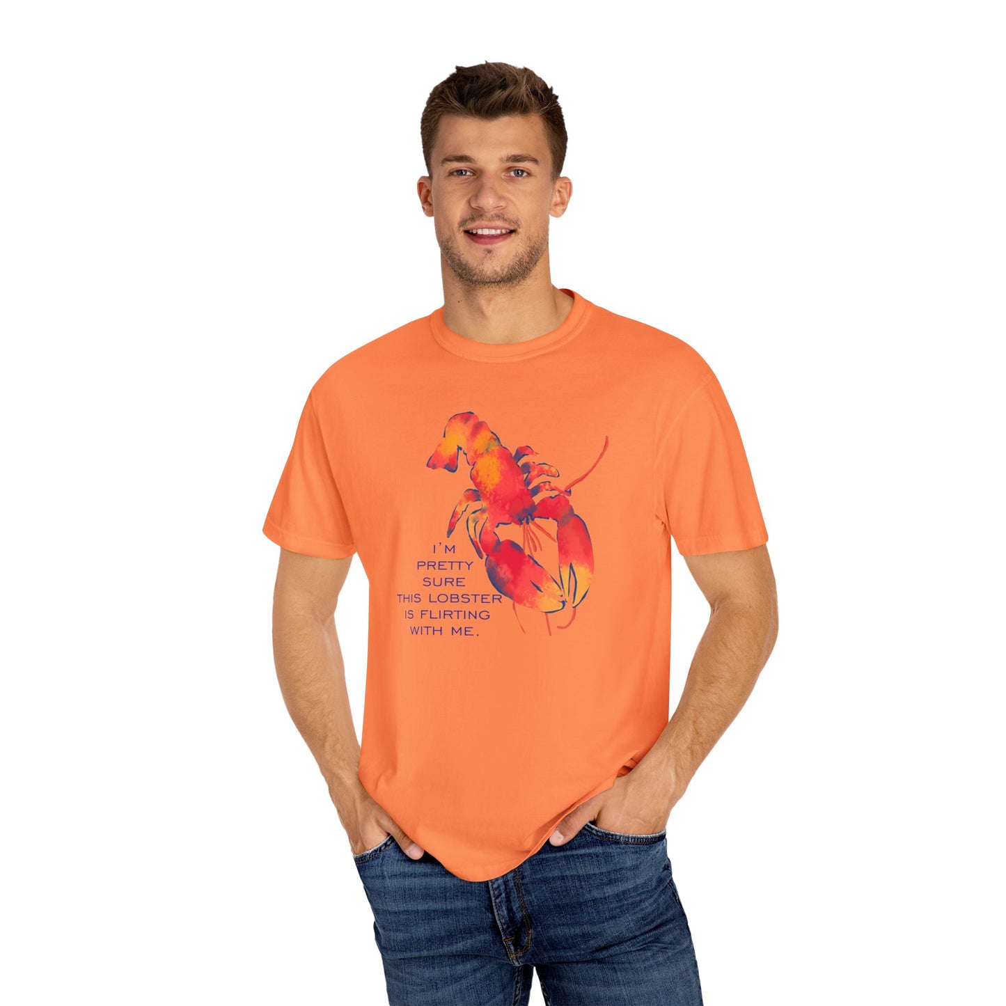 Funny Lobster Flirting T-Shirt, Relaxed Fit Tees, Seafood Lover Gifts, Coastal Vibe Outfits, Summer Beach Wear