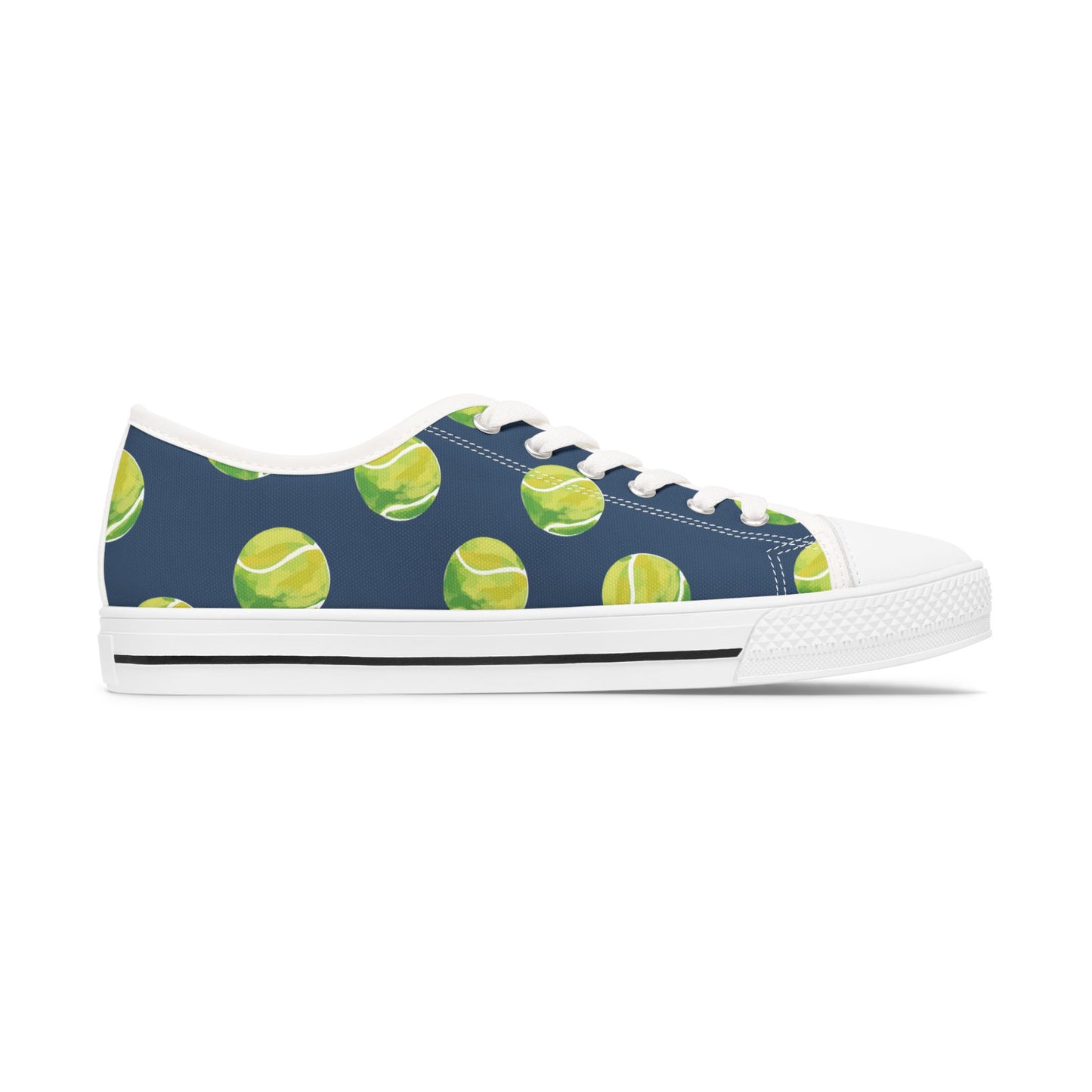 Tennis Ball Low Top Sneakers — Women's Casual Sports Print Shoes