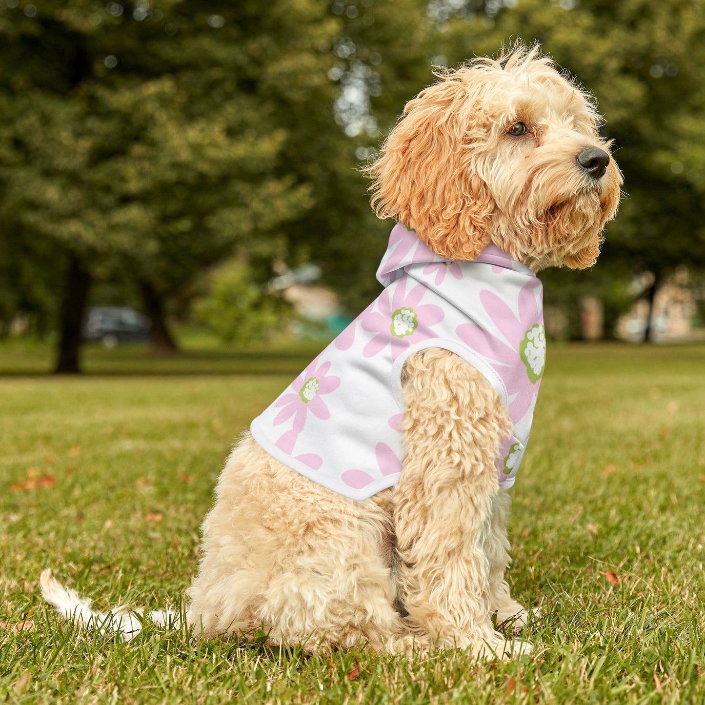 Pink Daisy Retro Floral Pet Hoodie for Dogs, Cute Dog Sweater, Stylish Pet Apparel, Spring Fashion for Pets, Cozy Dog Clothes