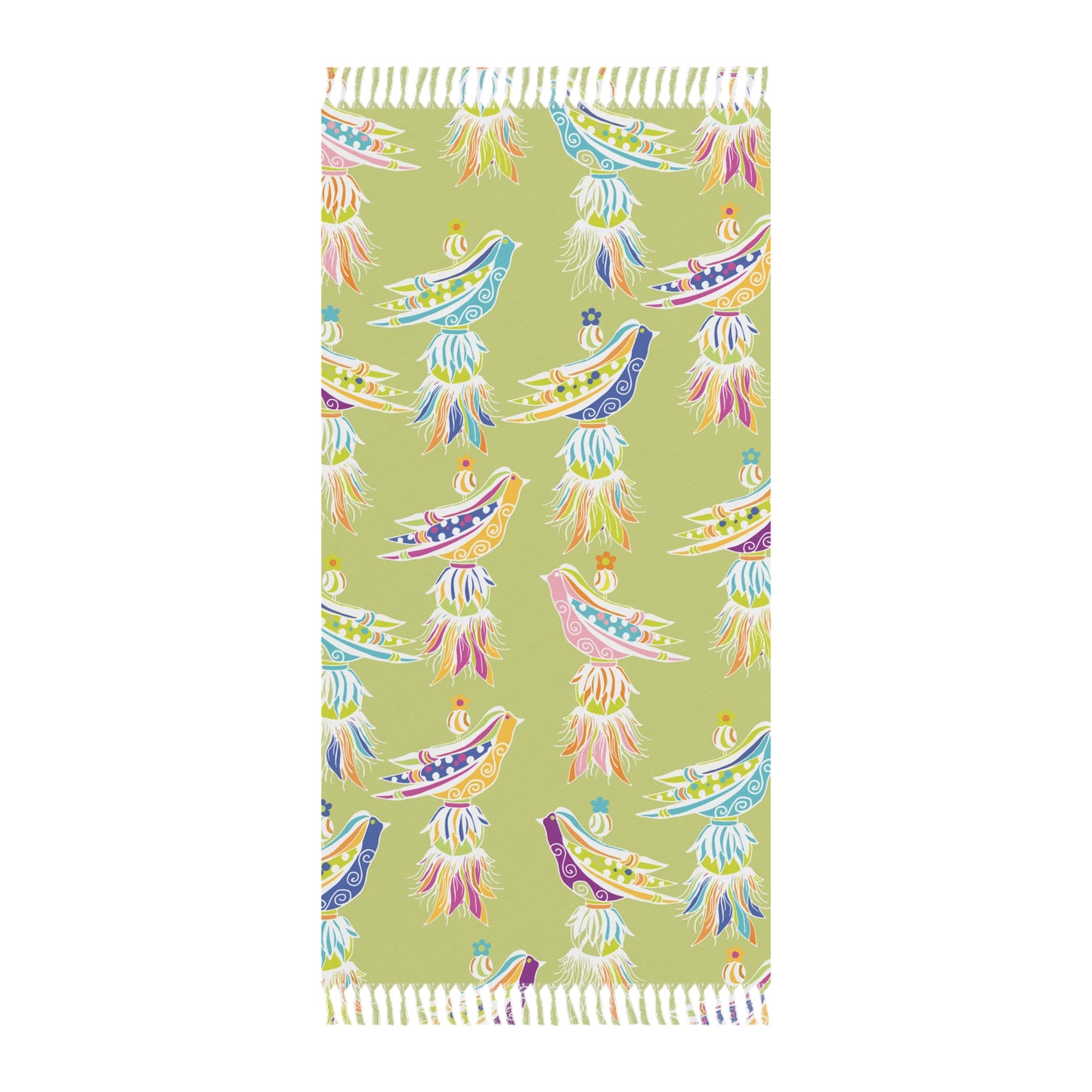 French Tassel Bird Boho Beach Towel, Vibrant Bohemian Bathing Accessory, Summer Picnic Essential, Poolside Comfort, Coastal Decor, Travel Blanket