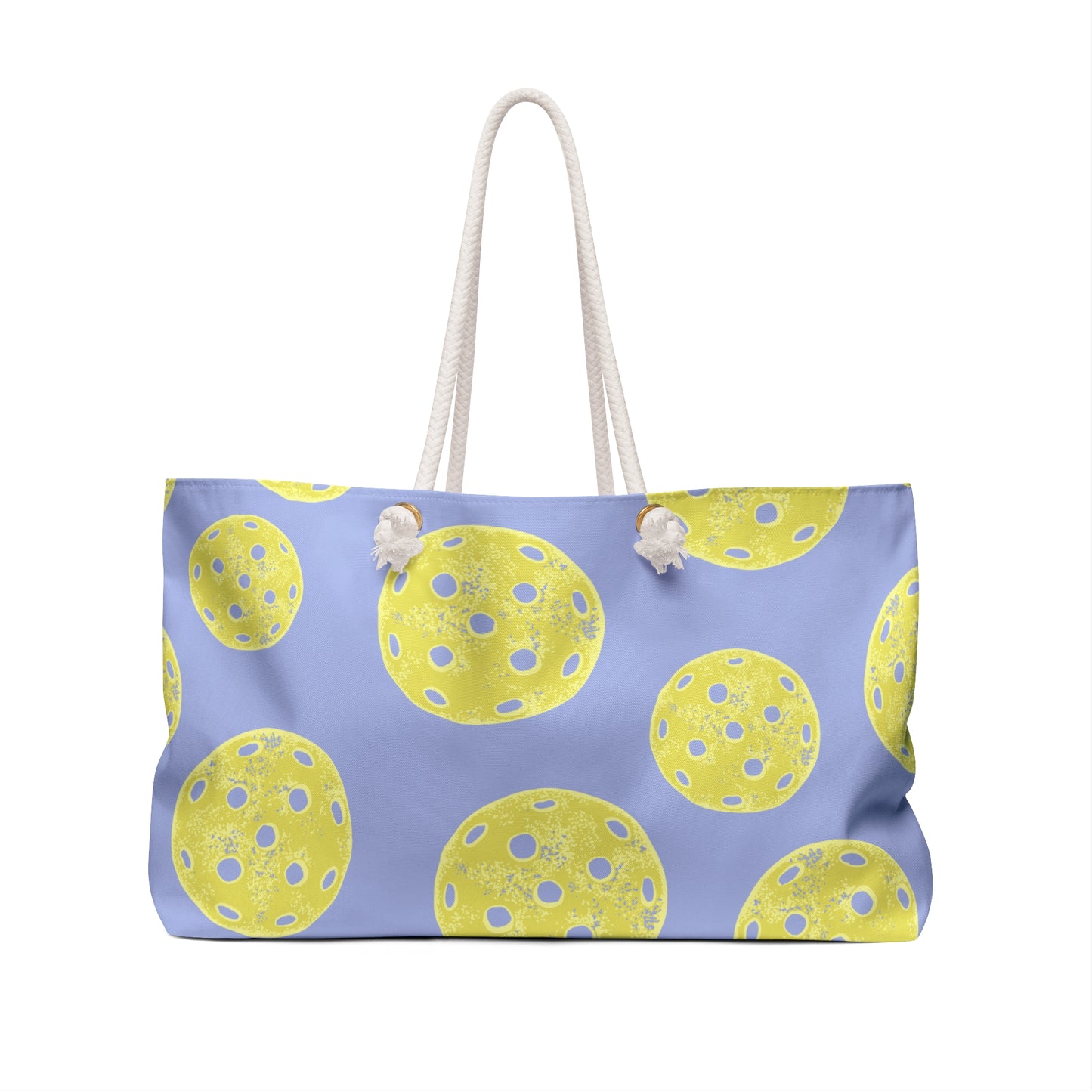 Weekender Bag - Playful Yellow Pickleball Pattern Large Beach & Travel Tote